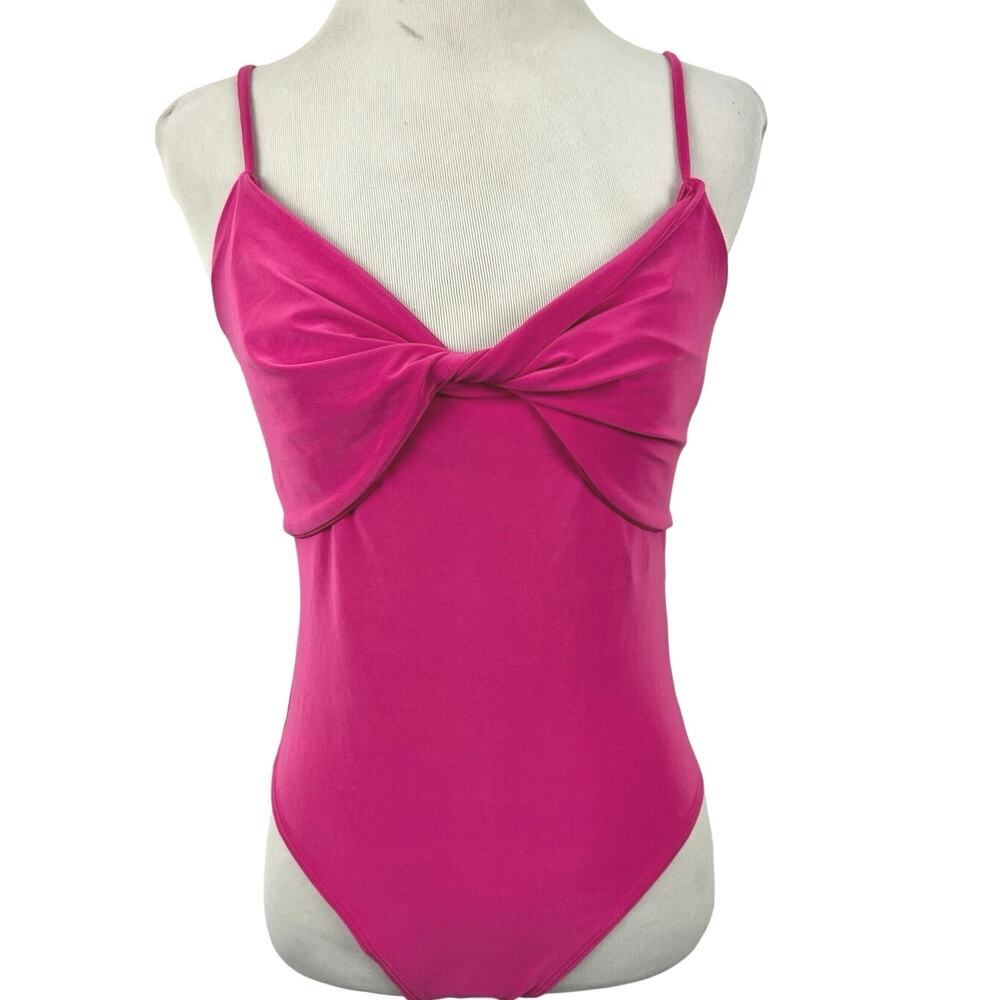 Forever 21 Hot Pink Twist Front Bodysuit Cami Spaghetti Strap Y2K Large